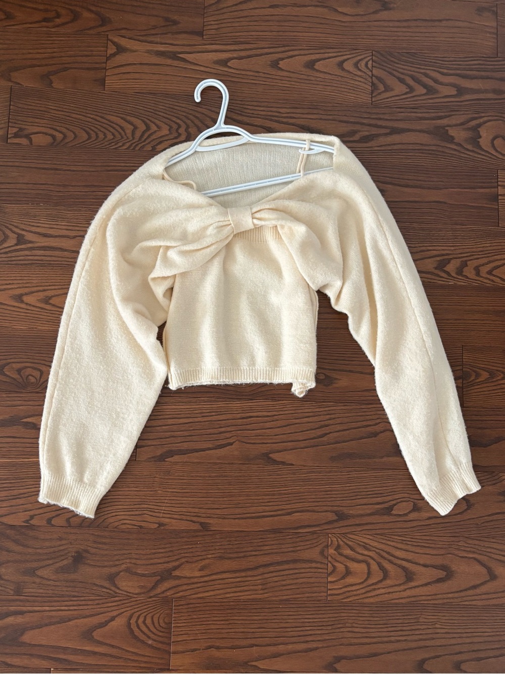 Off-the-Shoulder Cropped Cream Sweater